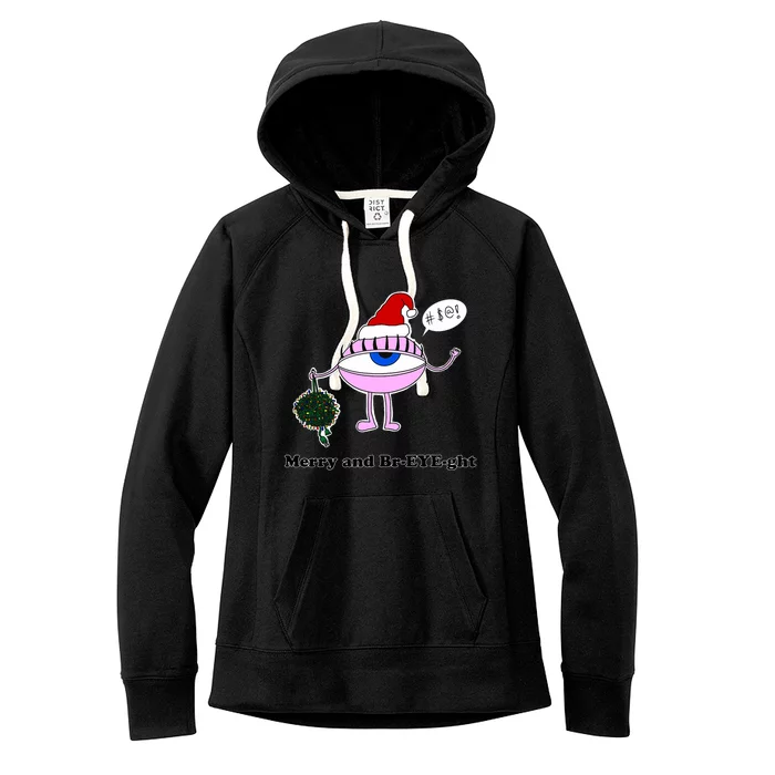 Giant Eyeball Number 2 Merry And Bright Holiday Women's Fleece Hoodie