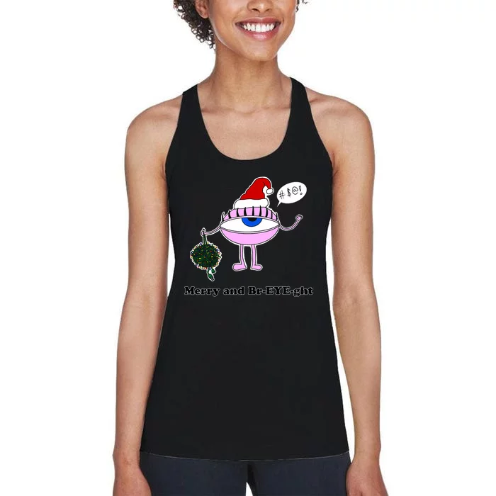 Giant Eyeball Number 2 Merry And Bright Holiday Women's Racerback Tank