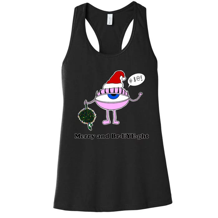 Giant Eyeball Number 2 Merry And Bright Holiday Women's Racerback Tank