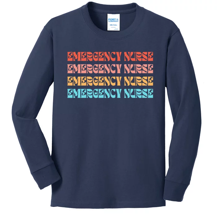 Groovy ER Nurse Emergency Room Nurse School Kids Long Sleeve Shirt