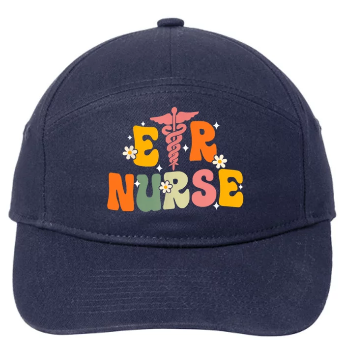 Groovy Er Nurse Emergency Room Nurse Nursing 7-Panel Snapback Hat