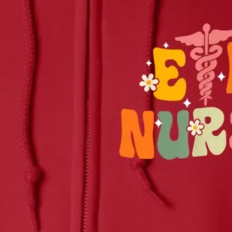 Groovy Er Nurse Emergency Room Nurse Nursing Full Zip Hoodie