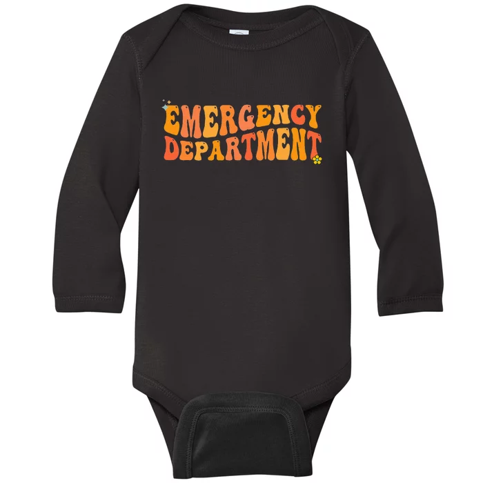 Groovy Emergency Nurse ED Nurse ER Emergency Department Baby Long Sleeve Bodysuit