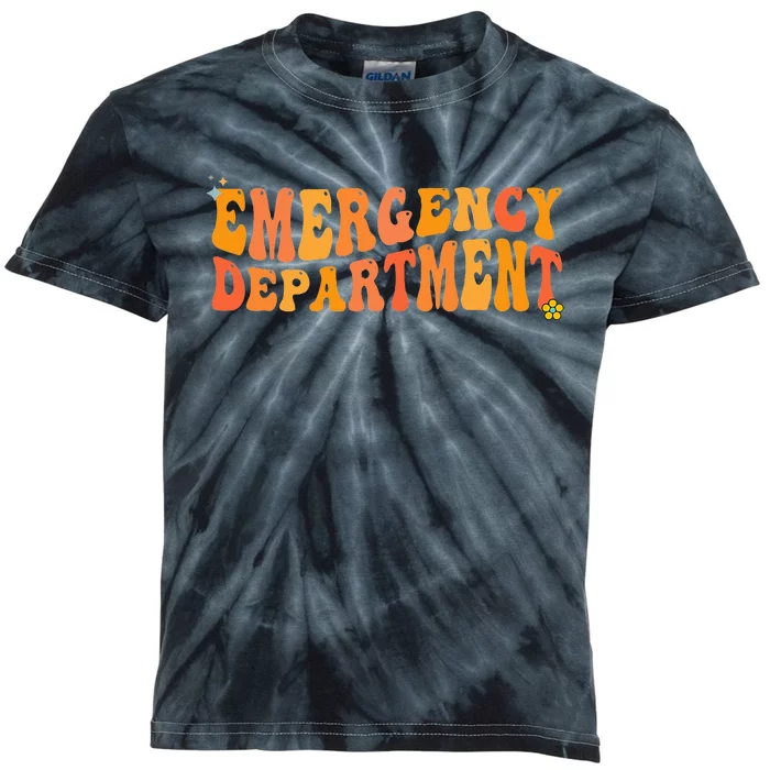 Groovy Emergency Nurse ED Nurse ER Emergency Department Kids Tie-Dye T-Shirt