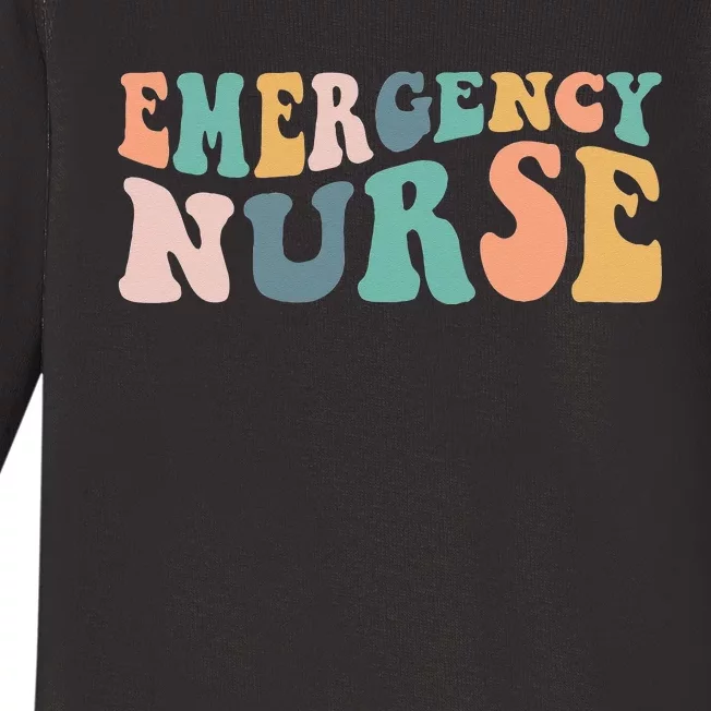 groovy ER Nurse Emergency Room Nurse School  nursing Baby Long Sleeve Bodysuit