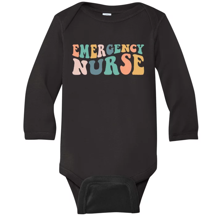 groovy ER Nurse Emergency Room Nurse School  nursing Baby Long Sleeve Bodysuit