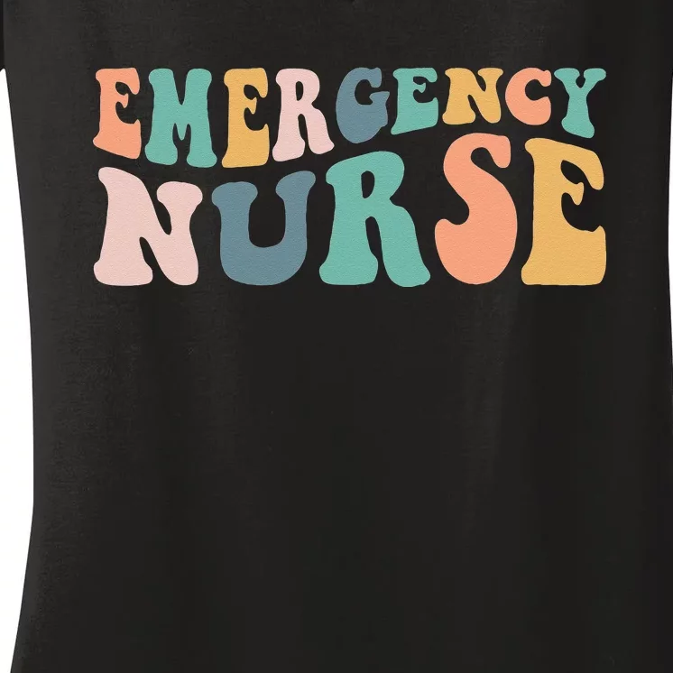 groovy ER Nurse Emergency Room Nurse School  nursing Women's V-Neck T-Shirt