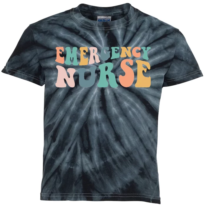 groovy ER Nurse Emergency Room Nurse School  nursing Kids Tie-Dye T-Shirt