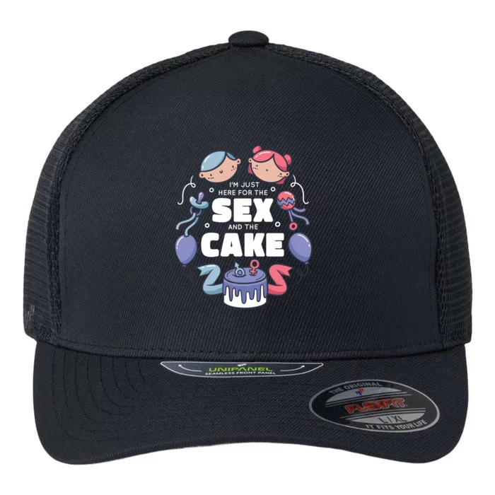 Gender Reveal Funny Cake Flexfit Unipanel Trucker Cap