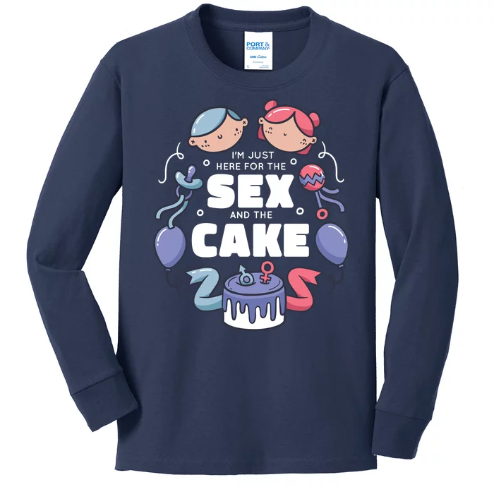 Gender Reveal Funny Cake Kids Long Sleeve Shirt