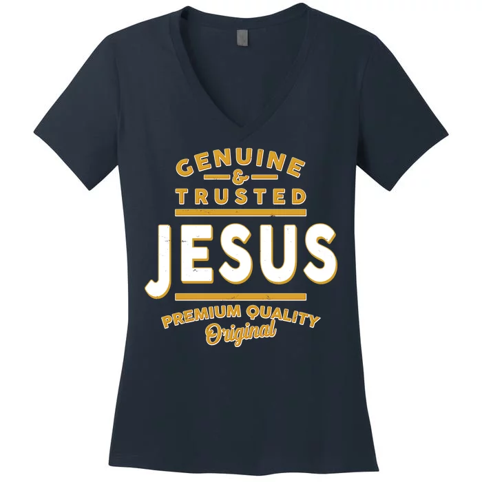 Genuine & Trusted Jesus Premium Quality Original Women's V-Neck T-Shirt