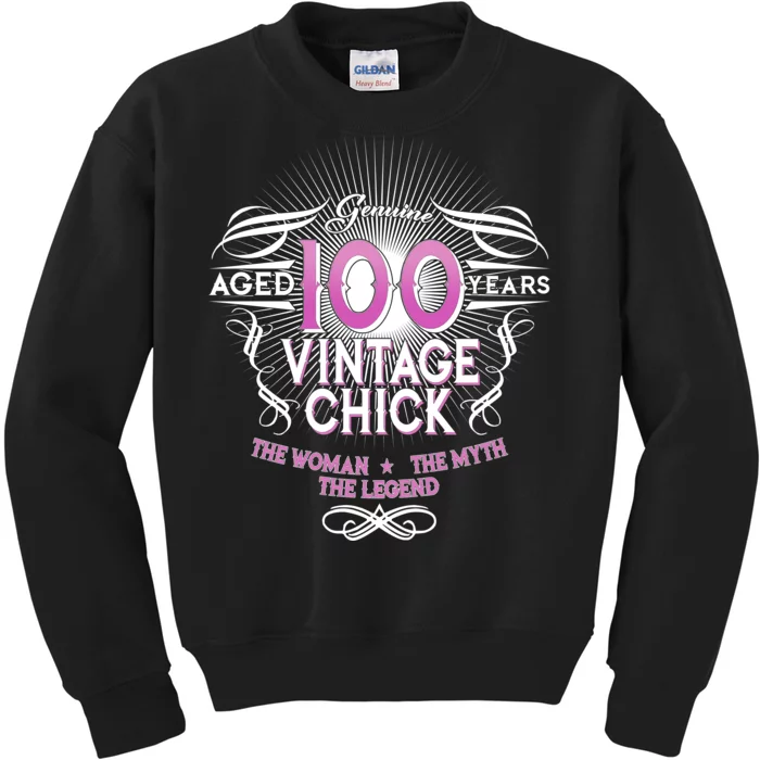 Genuine Aged 100 Years Vintage Chick 100th Birthday Kids Sweatshirt