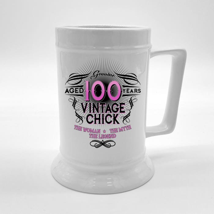 Genuine Aged 100 Years Vintage Chick 100th Birthday Front & Back Beer Stein