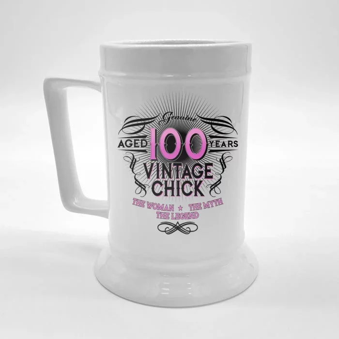 Genuine Aged 100 Years Vintage Chick 100th Birthday Front & Back Beer Stein