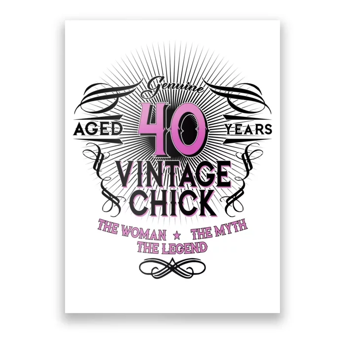 Genuine Aged 40 Years Vintage Chick 40th Birthday Poster