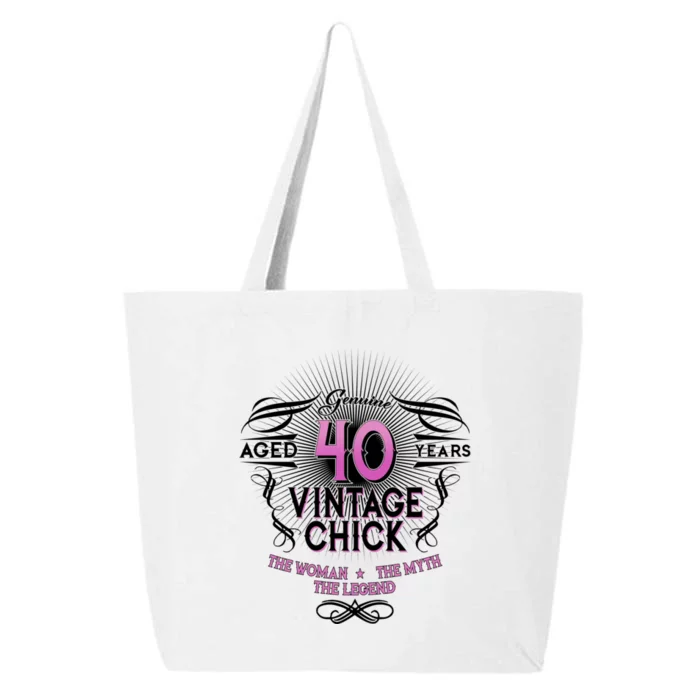 Genuine Aged 40 Years Vintage Chick 40th Birthday 25L Jumbo Tote