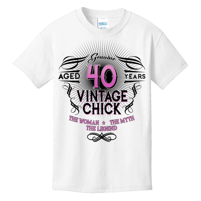 Genuine Aged 40 Years Vintage Chick 40th Birthday Kids T-Shirt