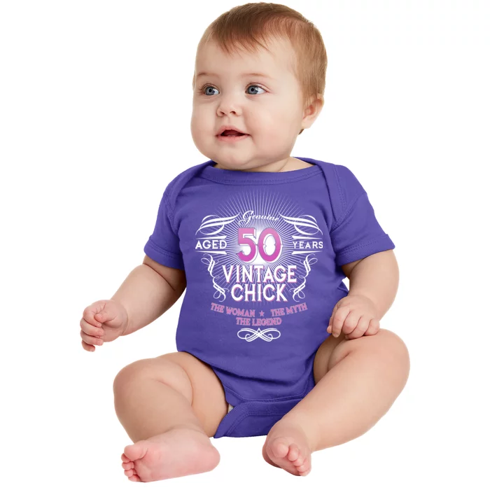 Genuine Aged 50 Years Vintage Chick 50th Birthday Baby Bodysuit