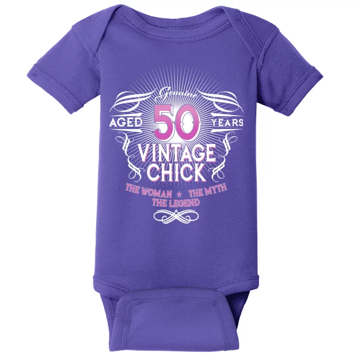 Genuine Aged 50 Years Vintage Chick 50th Birthday Baby Bodysuit