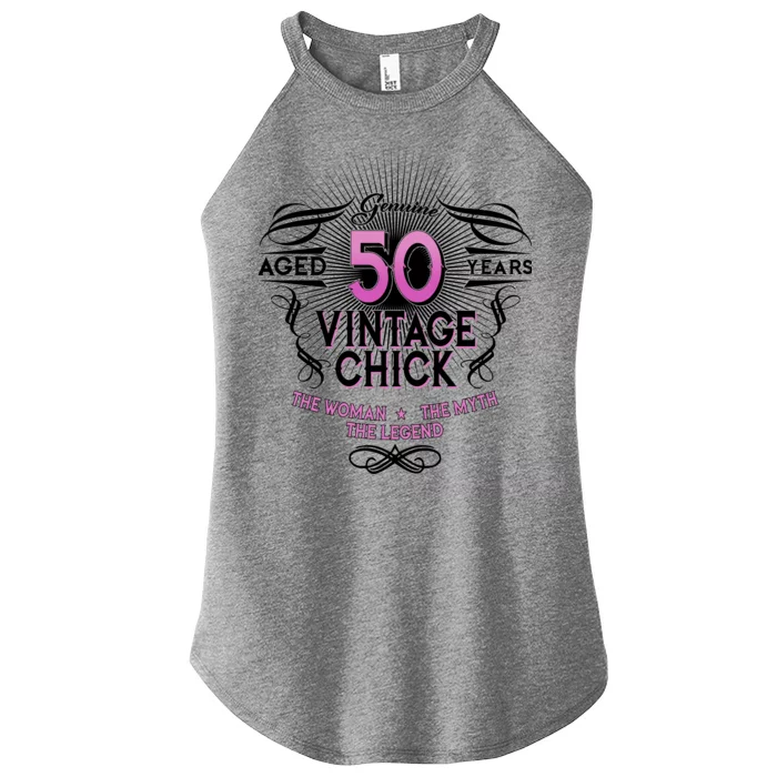 Genuine Aged 50 Years Vintage Chick 50th Birthday Women’s Perfect Tri Rocker Tank