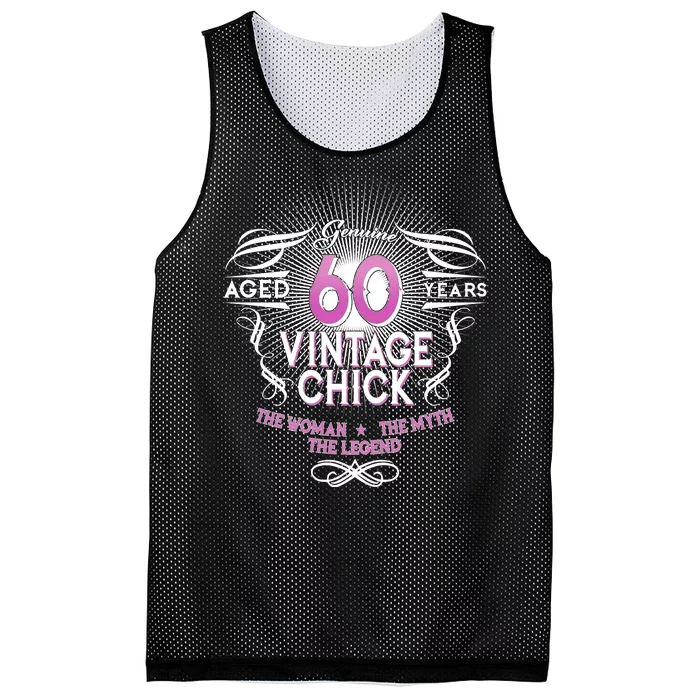 Genuine Aged 60 Years Vintage Chick 60th Birthday Mesh Reversible Basketball Jersey Tank