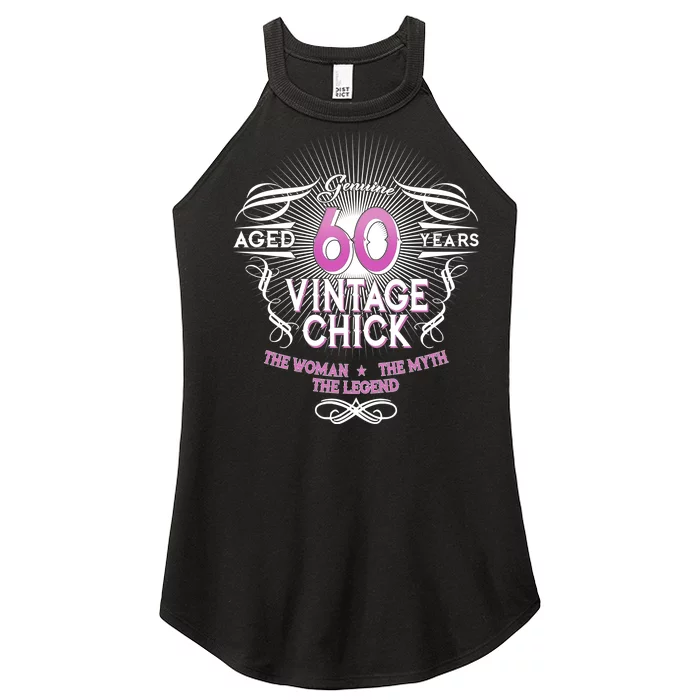 Genuine Aged 60 Years Vintage Chick 60th Birthday Women’s Perfect Tri Rocker Tank