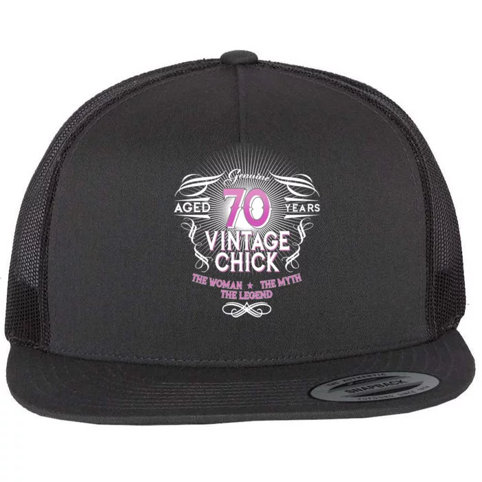 Genuine Aged 70 Years Vintage Chick 70th Birthday Flat Bill Trucker Hat