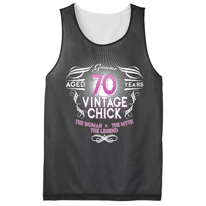 Genuine Aged 70 Years Vintage Chick 70th Birthday Mesh Reversible Basketball Jersey Tank