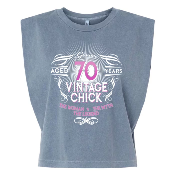 Genuine Aged 70 Years Vintage Chick 70th Birthday Garment-Dyed Women's Muscle Tee