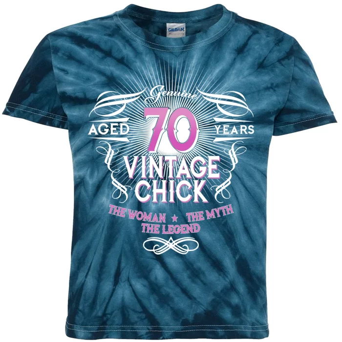 Genuine Aged 70 Years Vintage Chick 70th Birthday Kids Tie-Dye T-Shirt