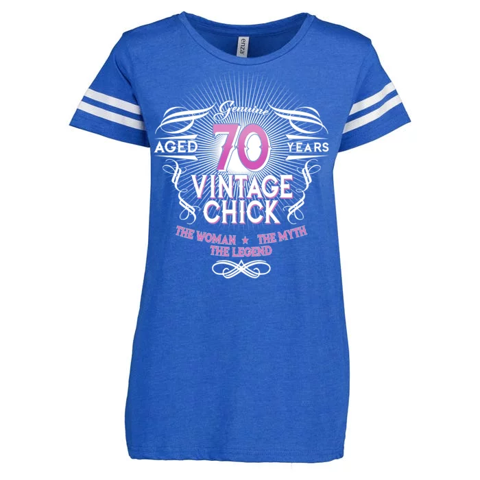 Genuine Aged 70 Years Vintage Chick 70th Birthday Enza Ladies Jersey Football T-Shirt