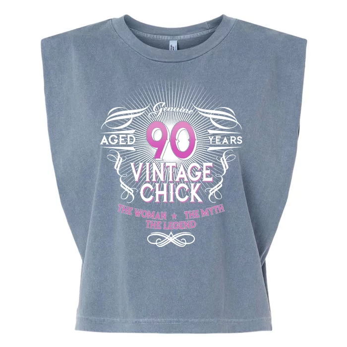 Genuine Aged 90 Years Vintage Chick 90th Birthday Garment-Dyed Women's Muscle Tee