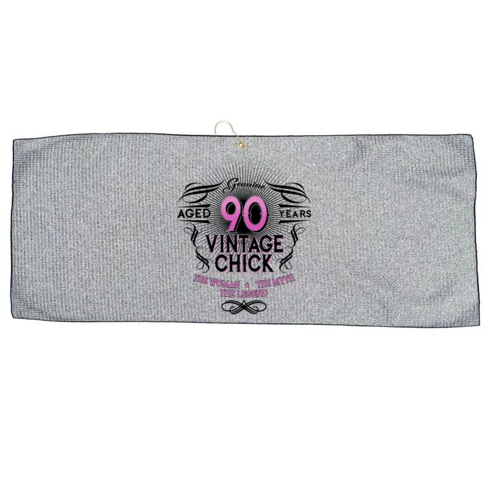 Genuine Aged 90 Years Vintage Chick 90th Birthday Large Microfiber Waffle Golf Towel