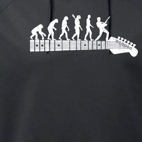 Guitarist Evolution On Headstock Rock On Guitar Player Performance Fleece Hoodie