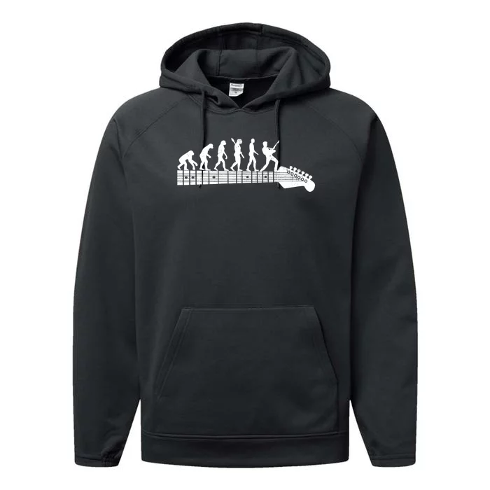 Guitarist Evolution On Headstock Rock On Guitar Player Performance Fleece Hoodie