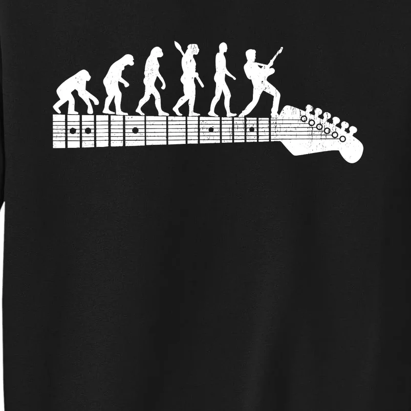 Guitarist Evolution On Headstock Rock On Guitar Player Tall Sweatshirt