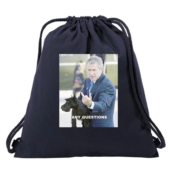 George Bush Middle Finger Drawstring Bag