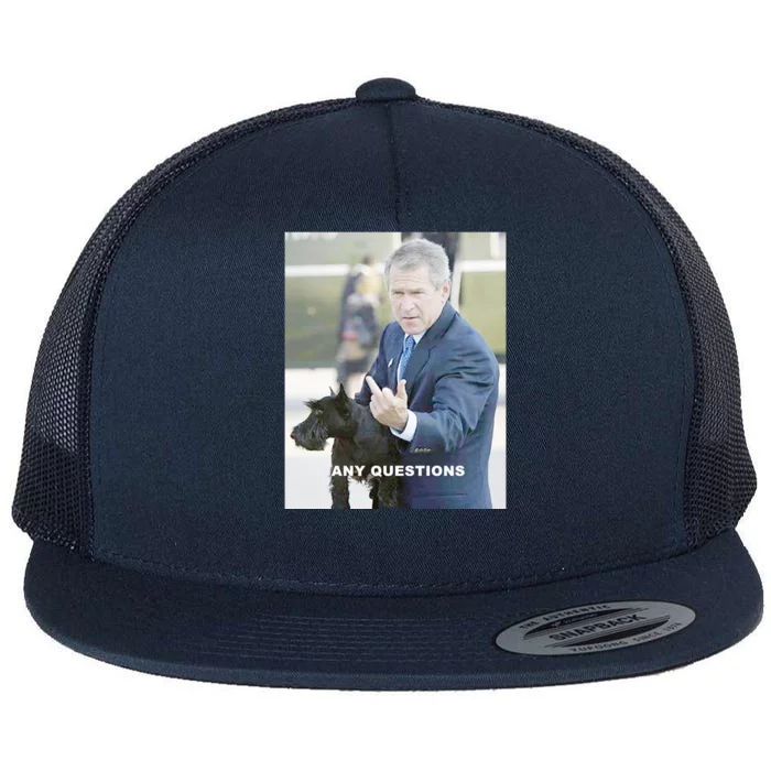 George Bush Middle Finger Flat Bill Trucker Hat