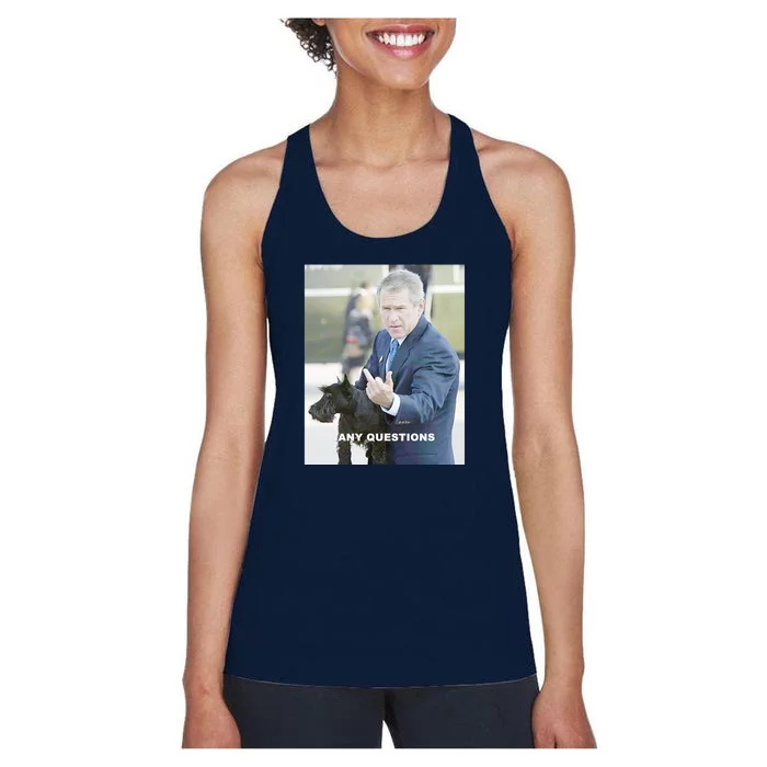 George Bush Middle Finger Women's Racerback Tank