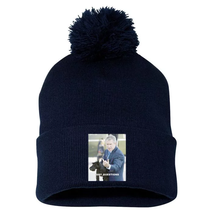 George Bush Middle Finger Pom Pom 12in Knit Beanie