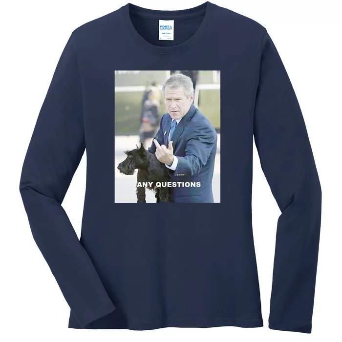 George Bush Middle Finger Ladies Long Sleeve Shirt