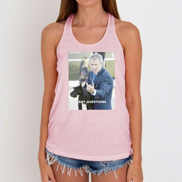 George Bush Middle Finger Women's Knotted Racerback Tank