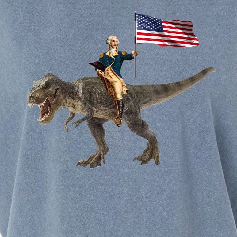 George Washington On A Dinosaur Garment-Dyed Women's Muscle Tee