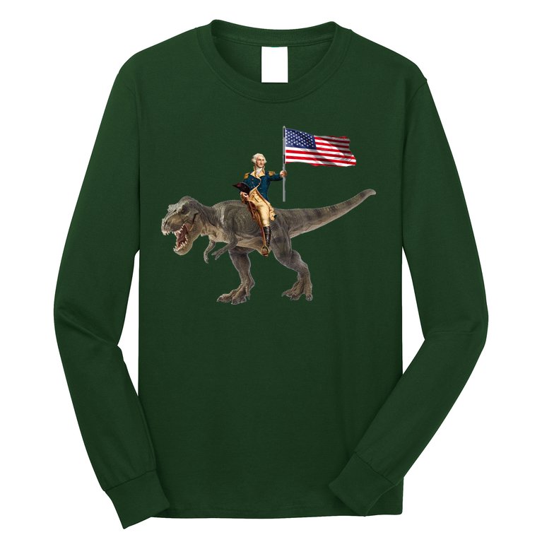 George Washington On A Dinosaur Long Sleeve Shirt