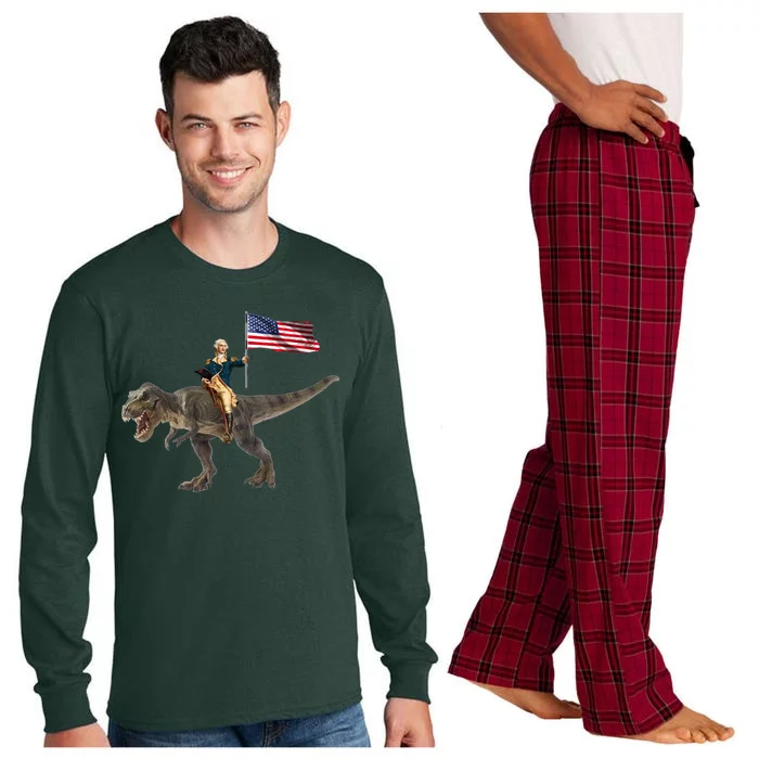 George Washington On A Dinosaur Long Sleeve Pajama Set