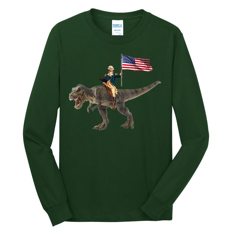 George Washington On A Dinosaur Tall Long Sleeve T-Shirt