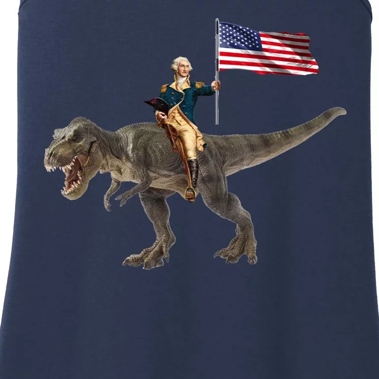 George Washington On A Dinosaur Ladies Essential Tank