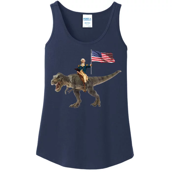 George Washington On A Dinosaur Ladies Essential Tank