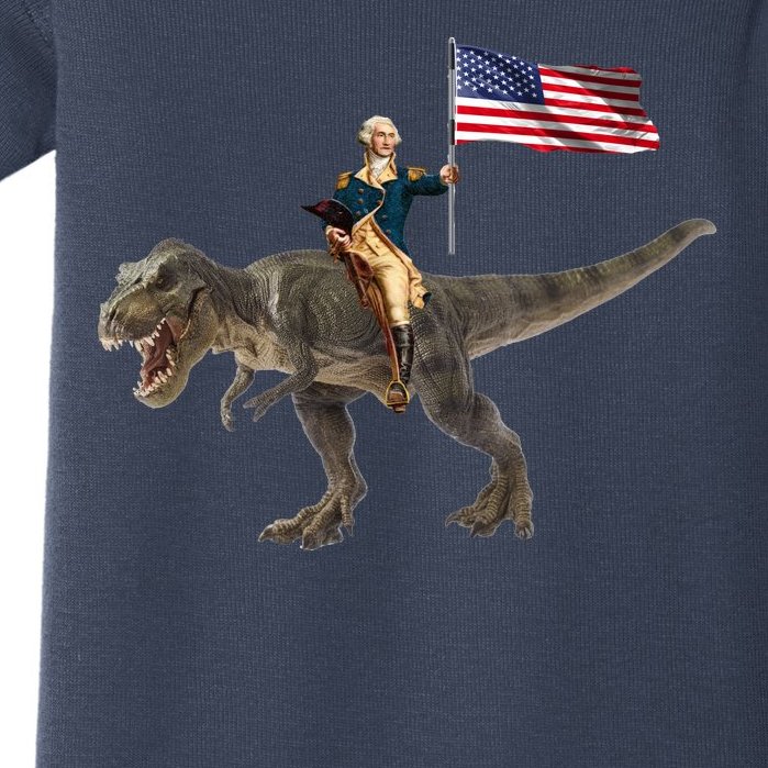 George Washington On A Dinosaur Baby Bodysuit