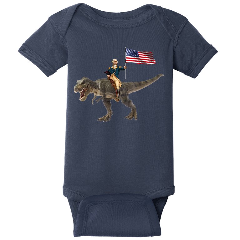 George Washington On A Dinosaur Baby Bodysuit
